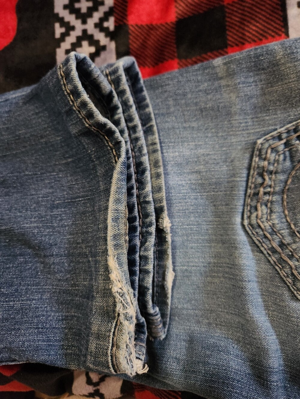 True Religion Y2K Thick Stitch Flap Pocket Bootcut Jeans Medium Wash Size 28 - Picture 8 of 11